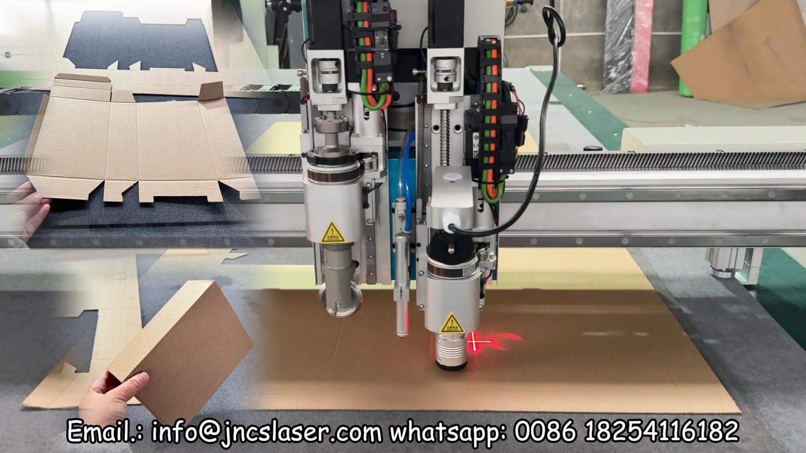 cnc oscillating knife cutting machine with creasing tool for cardboard carton box cutting